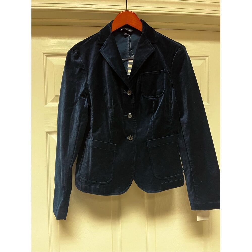 Lands End Teal Blue Three Button Blazer Jacket sz 8 NWT